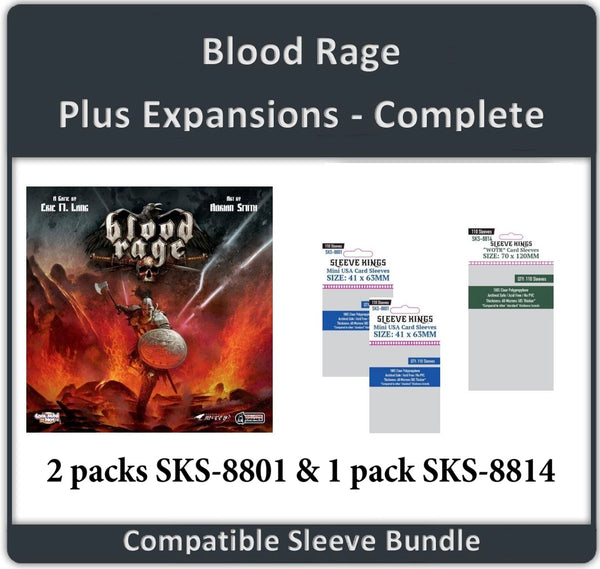"Blood Rage" + Expansions Compatible Complete Sleeve Bundle (8801 X 2 + 8814 X 1) "Blood Rage" + Expansions Compatible Complete Sleeve Bundle (8801 X 2 + 8814 X 1)
