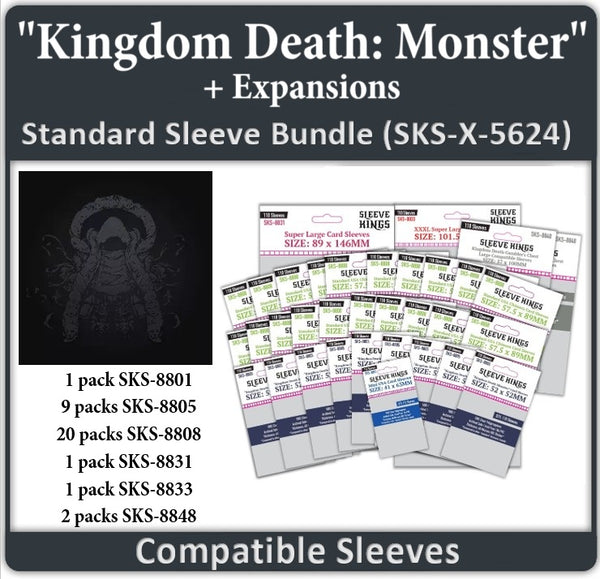 "Kingdom Death Monster" + Expansions Compatible Card Sleeve Bundle (8801 x 1, 8805 X 9 + 8808 X 20 +8831 X 1 + 8833 X 1, 8848 x 2) "Kingdom Death Monster" + Expansions Compatible Card Sleeve Bundle (8801 x 1, 8805 X 9 + 8808 X 20 +8831 X 1 + 8833 X 1, 8848 x 2)