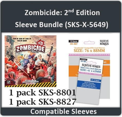 Zombicide 2nd Edition Compatible Card Sleeve Bundle (8801 X 1 + 8827 X 1) Zombicide 2nd Edition Compatible Card Sleeve Bundle (8801 X 1 + 8827 X 1)