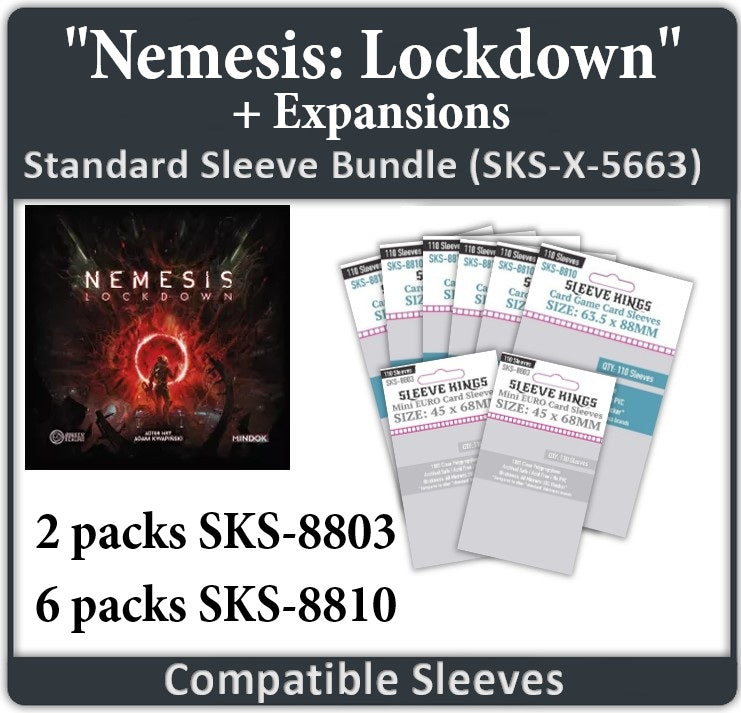 "Nemesis: Lockdown" + Expansions Compatible Sleeve Bundle (8803 X 2, 8810 X 6)