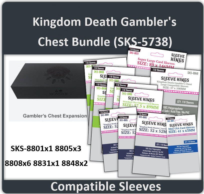 "Kingdom Death Gambler's Chest" Compatible Sleeve Bundle (8801 X 1 + 8805 X 3 + 8808 X 6 + 8831 X 1 + 8848 X 2)
