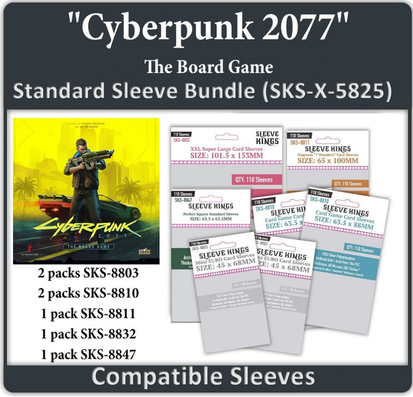 cyberpunk card sleeves Cyberpunk 2077- The Board Game Compatible Card Sleeve Bundle (8803 x 2,  8810 x 2, 8811 x 1, 8832 x1, 8847x 1)