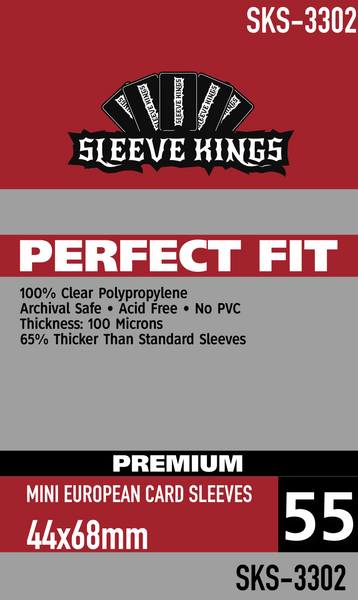 Perfect Fit Premium Mini European Card Sleeves (44x68mm) -55 Pack, 100 Microns, SKS-3302 Perfect Fit Premium Mini European Card Sleeves (44x68mm) -55 Pack, 100 Microns, SKS-3302