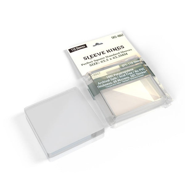 Perfect Square Standard Sleeves (63.5x63.5mm) 110 Pack, 60 Microns, SK sleevekings Perfect Square Standard Sleeves (63.5x63.5mm) 110 Pack, 60 Microns, SK sleevekings