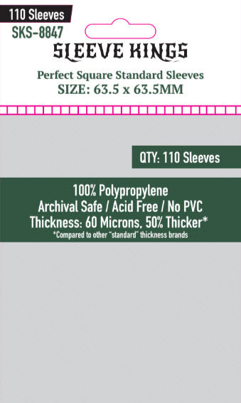 Perfect Square Standard Sleeves (63.5x63.5mm) 110 Pack, 60 Microns, SKS-8847 Perfect Square Standard Sleeves (63.5x63.5mm) 110 Pack, 60 Microns, SKS-8847