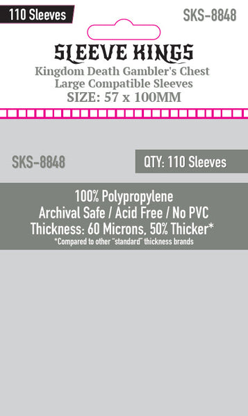 Kingdom Death Gambler's Chest" Compatible Large Sleeves (57x100mm) 11 sleevekings Kingdom Death Gambler's Chest" Compatible Large Sleeves (57x100mm) 11 sleevekings