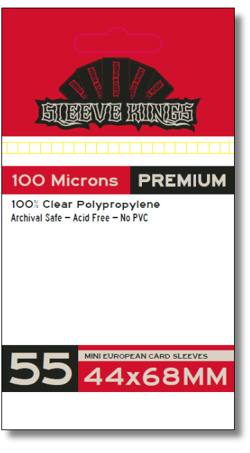Premium Mini European Card Sleeves (44x68mm) 55 Pack, 100 Micron, SKS-9902