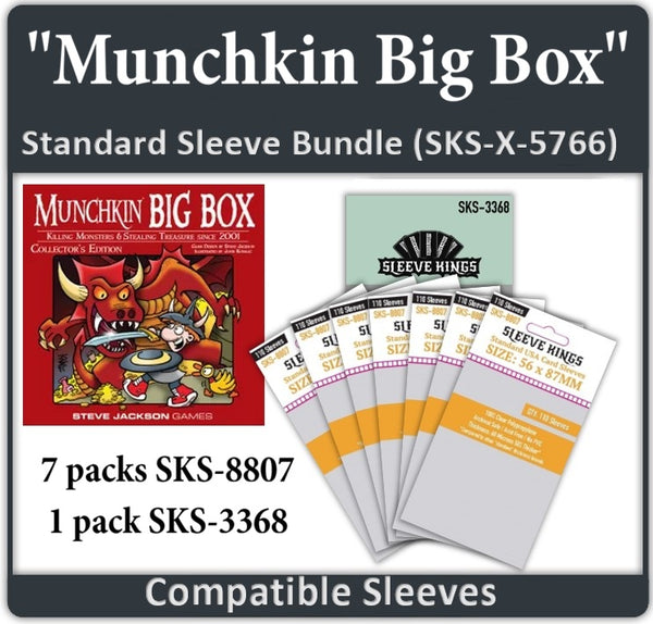 munchkin doors and treasures card sleeves "Munchkin Big Box" Compatible Card Sleeve Bundle (8807 x 7 + 3368 x 1)