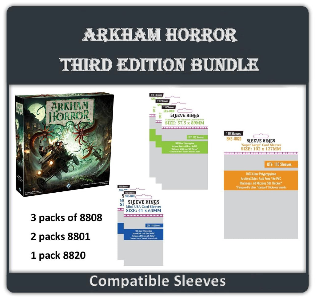 "Arkham Horror" (Third Edition) Compatible Sleeve Bundle (8801 X 2 + 8808 X 3 + 8820 X1)