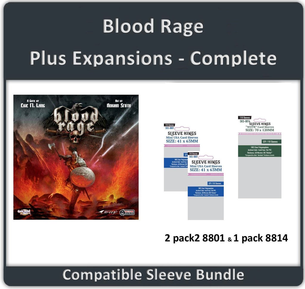 "Blood Rage" + Expansions Compatible Complete Sleeve Bundle (8801 X 2 + 8814 X 1)