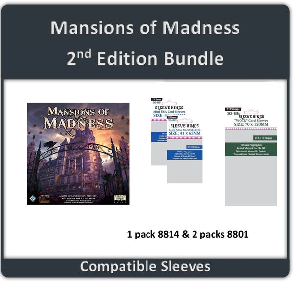 "Mansions of Madness" (2nd Edition) Compatible Sleeve Bundle (8801 X 2 + 8814 X 1) "Mansions of Madness" (2nd Edition) Compatible Sleeve Bundle (8801 X 2 + 8814 X 1)