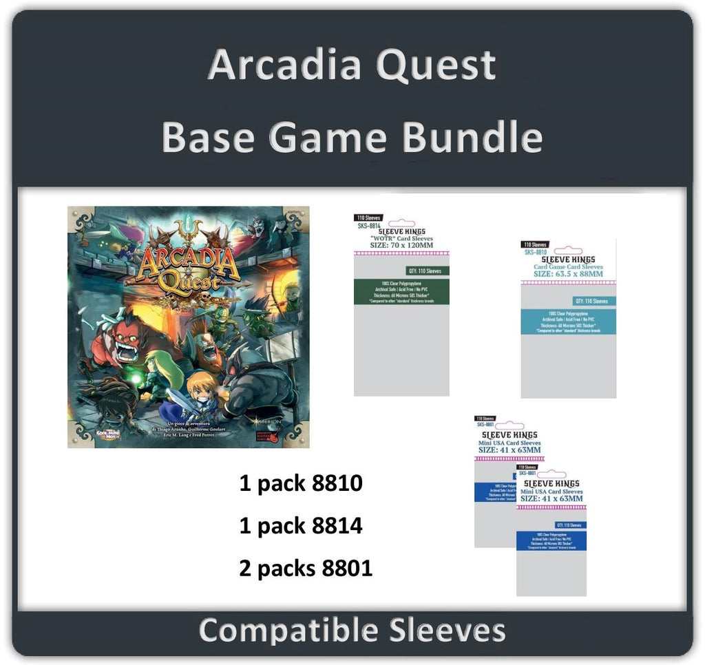 "Arcadia Quest" (Base Game) Compatible Sleeve Bundle (8801 X 2 + 8810 X 1 + 8814 X 1)