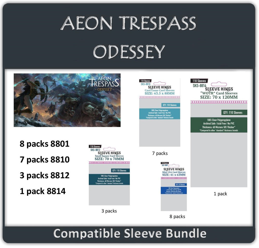 "Aeon Trespass: Odyssey" Compatible Sleeve Bundle (8801 X 8 + 8810 X 7 + 8812 X 3 + 8814 X 1)