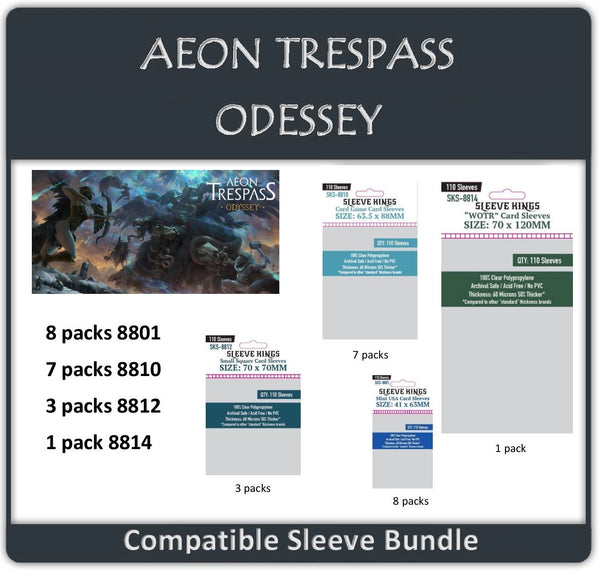 "Aeon Trespass: Odyssey" Compatible Sleeve Bundle (8801 X 8 + 8810 X 7 + 8812 X 3 + 8814 X 1) "Aeon Trespass: Odyssey" Compatible Sleeve Bundle (8801 X 8 + 8810 X 7 + 8812 X 3 + 8814 X 1)