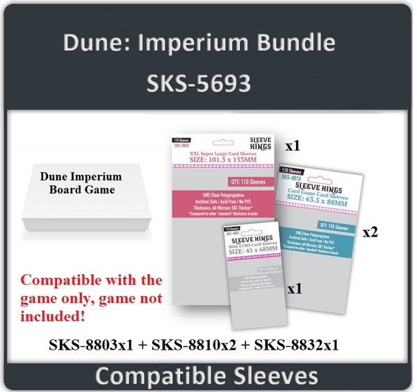 "Dune: Imperium" Compatible Sleeve Bundle (8803 X 1 + 8810 X 2 + 8832 X 1 -TRIM) "Dune: Imperium" Compatible Sleeve Bundle (8803 X 1 + 8810 X 2 + 8832 X 1 -TRIM)