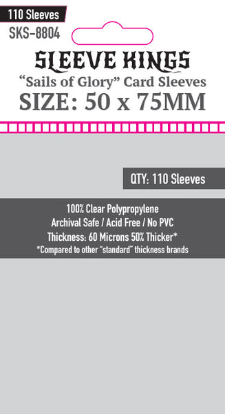 "Sails of Glory" Card Sleeves (50x75mm) 110 Pack, 60 Micron, SKS-8804 "Sails of Glory" Card Sleeves (50x75mm) 110 Pack, 60 Micron, SKS-8804
