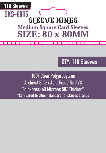 Medium Square Card Sleeves (80x80mm) 110 Pack, 60 Micron, SKS-8815 Medium Square Card Sleeves (80x80mm) 110 Pack, 60 Micron, SKS-8815