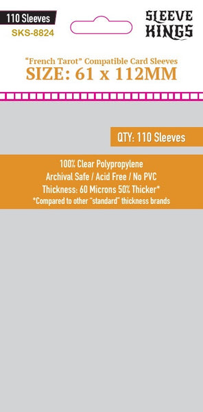 French Tarot" Card Sleeves (61x112mm) 110 Pack, 60 Micron, SKS-8824 sleevekings French Tarot" Card Sleeves (61x112mm) 110 Pack, 60 Micron, SKS-8824 sleevekings