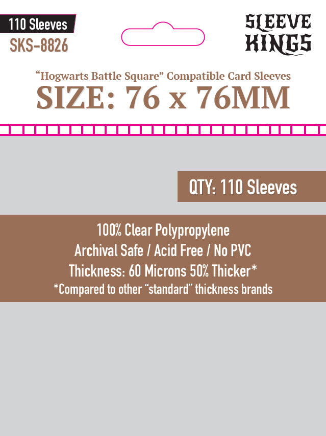 "Hogwarts Battle" Compatible Large Sleeves (76x76mm) 110 Pack, 60 Micron, SKS-8826