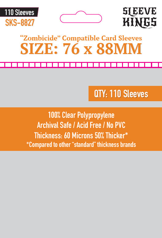 "Zombicide" Compatible Sleeves (76x88mm) 110 Pack, 60 Micron, SKS-8827