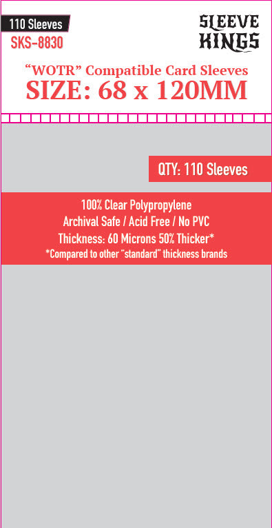 "WOTR" Compatible Sleeves (68x120mm) 110 Pack, 60 Micron, SKS-8830