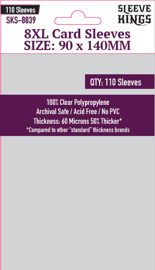 8XL Game Card Sleeves (90x140mm) 110 Pack, 60 Micron, SKS-8839 8XL Game Card Sleeves (90x140mm) 110 Pack, 60 Micron, SKS-8839