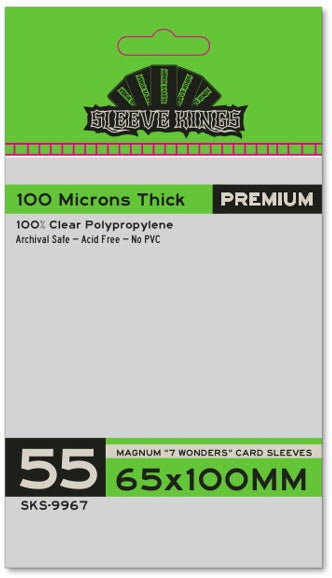 Premium "7 Wonders" Magnum Card Sleeves (6x100mm) 55 Pack, 100 Micron, SKS-9967