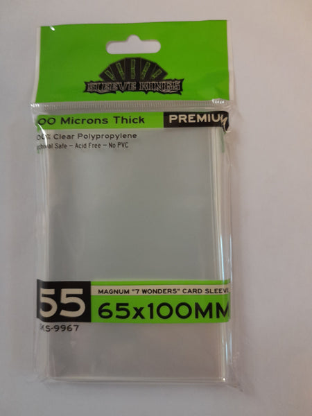 Premium "7 Wonders" Magnum Card Sleeves (65x100mm) 55 Pack, 100 Micron, SKS-9967 Premium "7 Wonders" Magnum Card Sleeves (65x100mm) 55 Pack, 100 Micron, SKS-9967