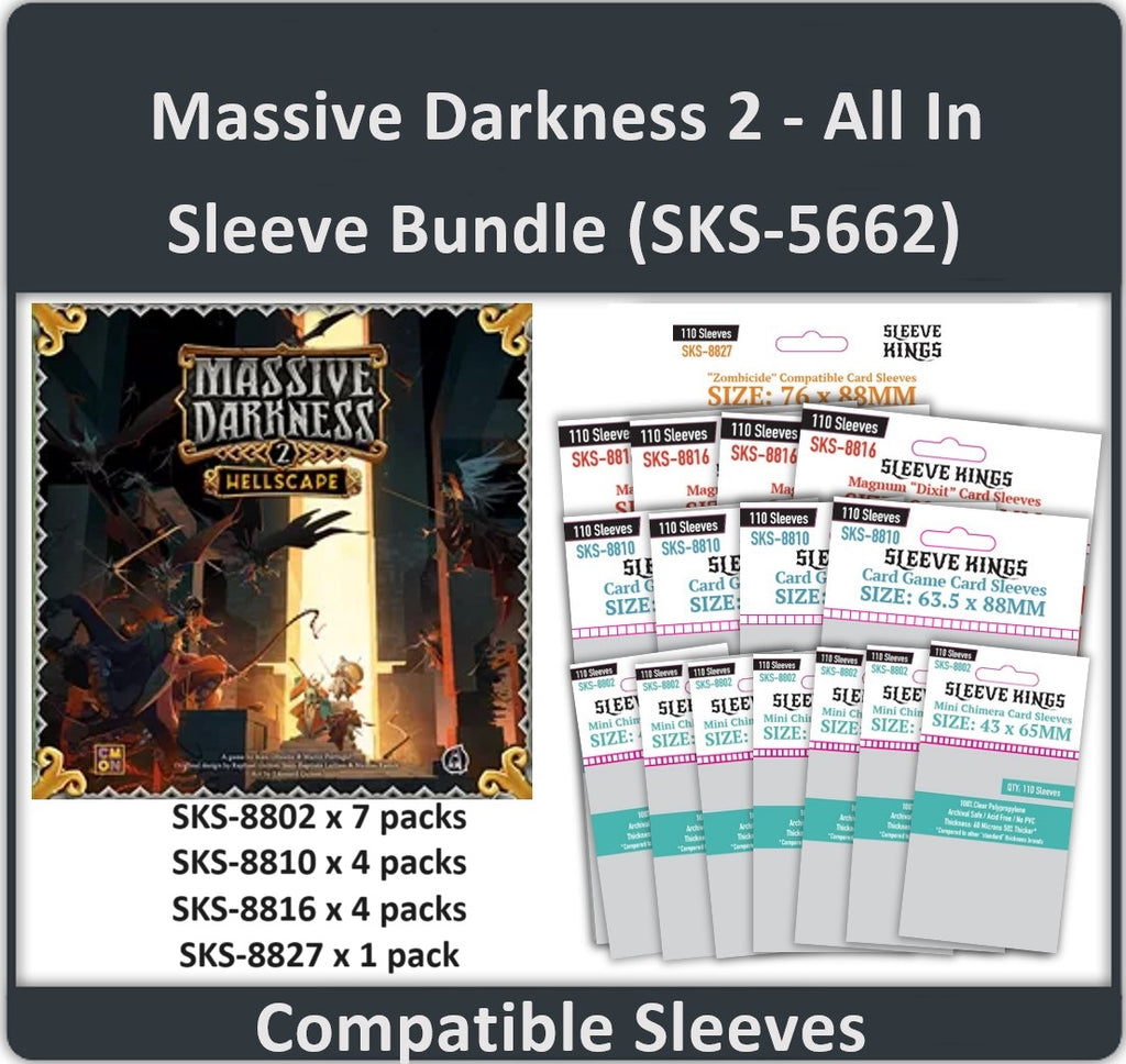 "Massive Darkness 2: Hellscape All In" Compatible Sleeve Bundle (8802 X 7 + 8810 X 4 + 8816 X 4 + 8827 X 1)