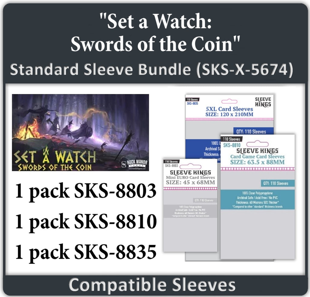 coup card sleeve size "Set a Watch: Swords Of The Coin" Compatible Sleeve Bundle (8803 X 1, 8810 X 1, 8835 X 1)