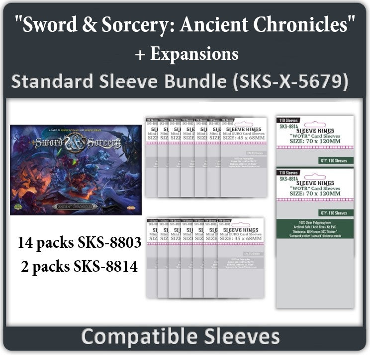 "Sword & Sorcery: Ancient Chronicles" + Expansions Compatible Sleeve Bundle (8803 X 14 + 8814 X 2)