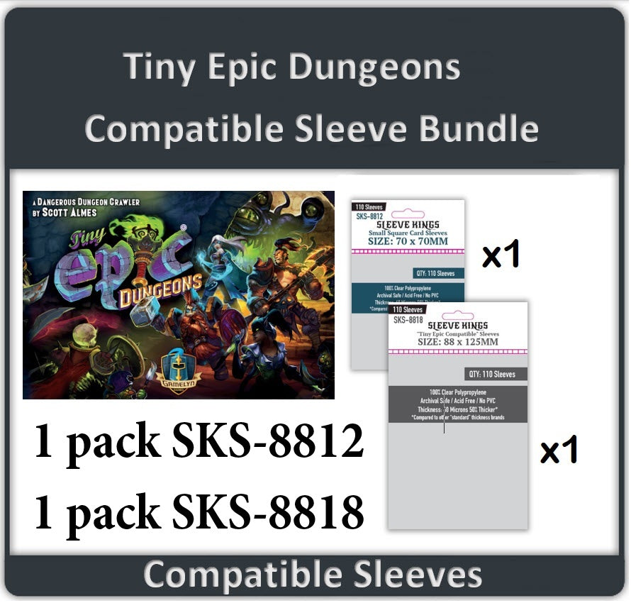 "Tiny Epic Dungeons" (Retail Version) Compatible Sleeve Bundle (8812 X 1 + 8818 X 1)