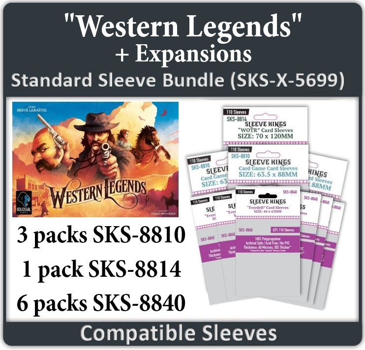 Western Legends + Expansions Card Sleeve Bundle (SKS-8810 x 3, SKS-8814 x 1, SKS-8840 x 6) Western Legends + Expansions Card Sleeve Bundle (SKS-8810 x 3, SKS-8814 x 1, SKS-8840 x 6)