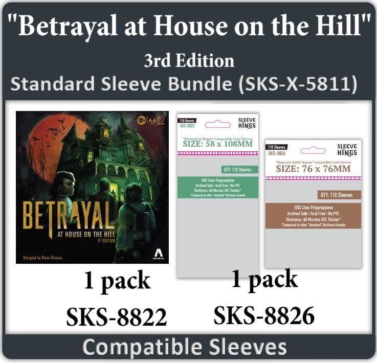 Betrayal at House on the Hill 3rd Edition Compatible Sleeve Bundle (8822 x 1, 8826 x 1) Betrayal at House on the Hill 3rd Edition Compatible Sleeve Bundle (8822 x 1, 8826 x 1)