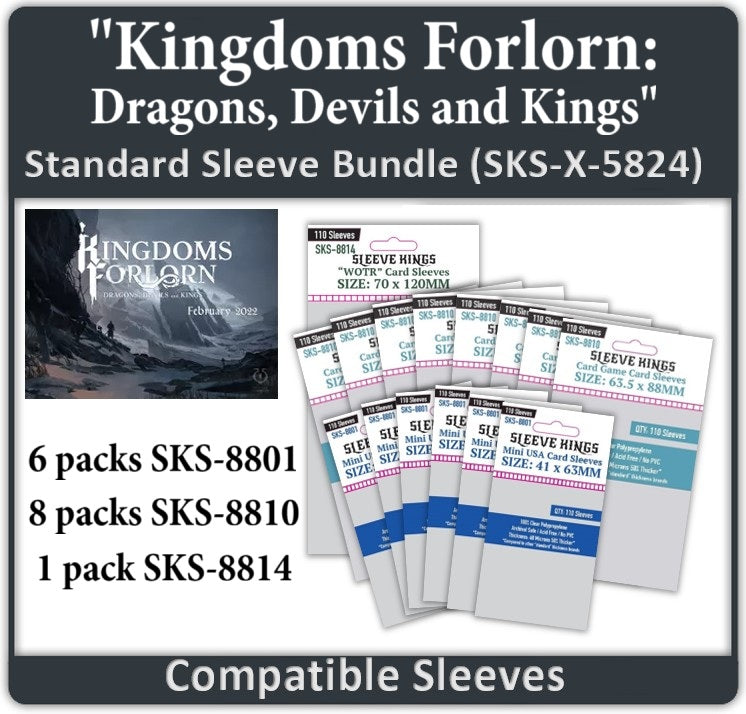 card sleeve 1 Kingdoms Forlorn: Dragons, Devils and Kings Compatible Card Sleeve Bundle (8801 x 6, 8810 x 8, 8814 x 1)