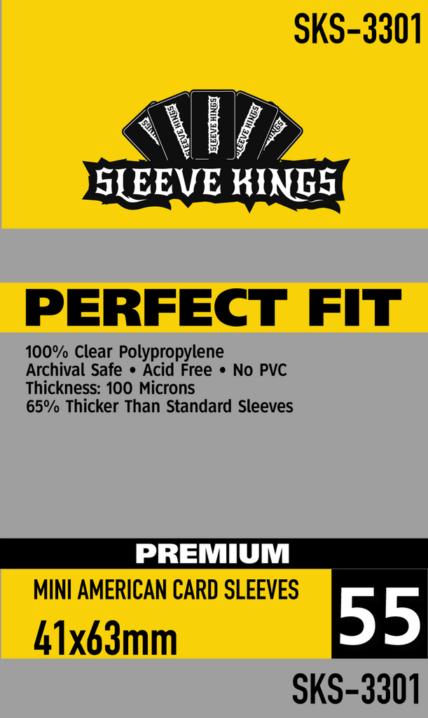 Perfect Fit Premium Mini American Card Sleeves (41x63mm) -55 Pack, 100 Microns SKS-3301