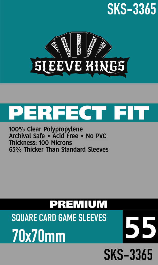 Perfect Fit Premium Square Card Sleeves (70x70mm) -55 Pack, 100 Micron sleevekings Perfect Fit Premium Square Card Sleeves (70x70mm) -55 Pack, 100 Micron sleevekings