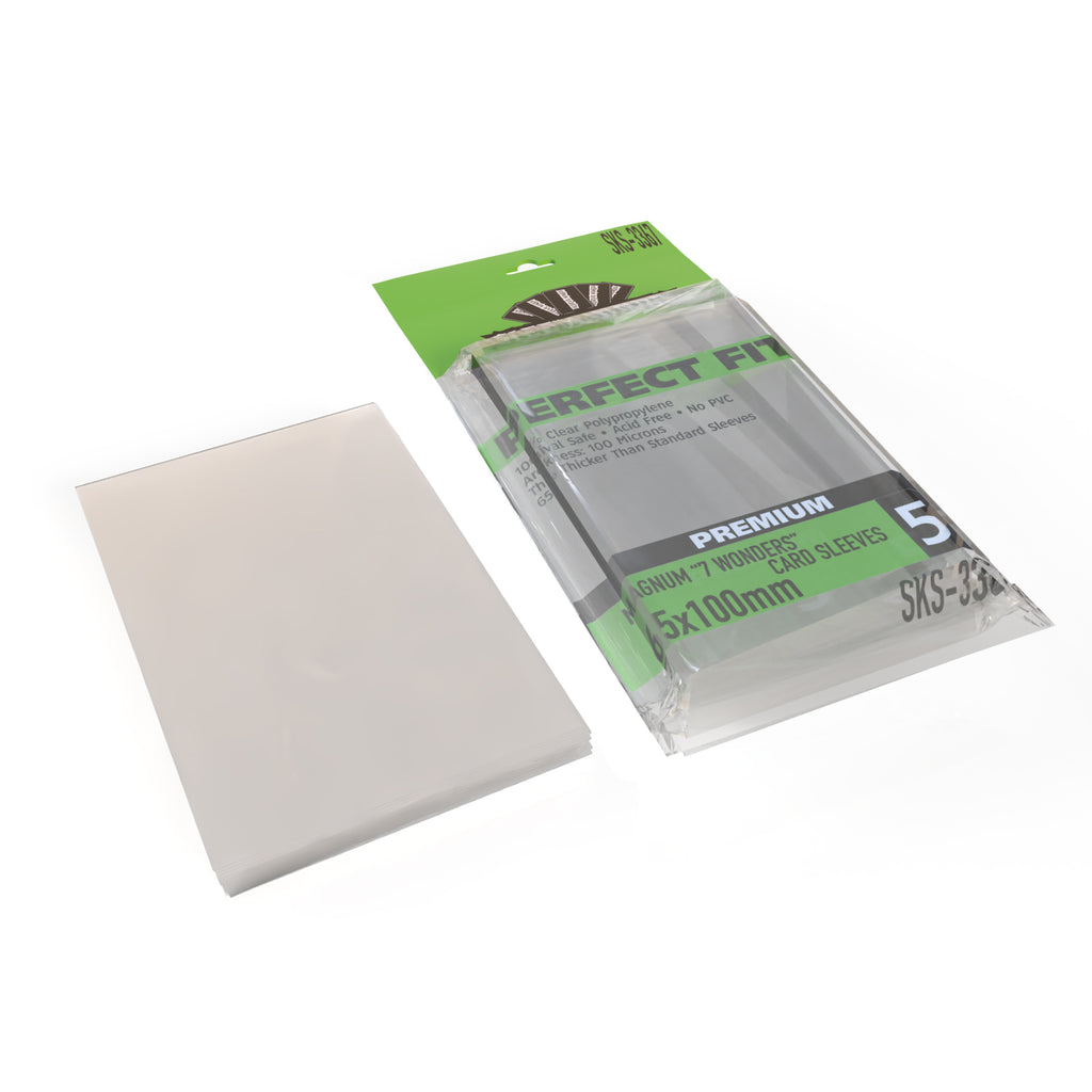 Perfect Fit Prem Magnum "7 Wonders" Card Sleeves (65x100mm) - 55 Pack, 100 Microns, SKS-3367 Perfect Fit Prem Magnum "7 Wonders" Card Sleeves (65x100mm) - 55 Pack, 100 Microns, SKS-3367