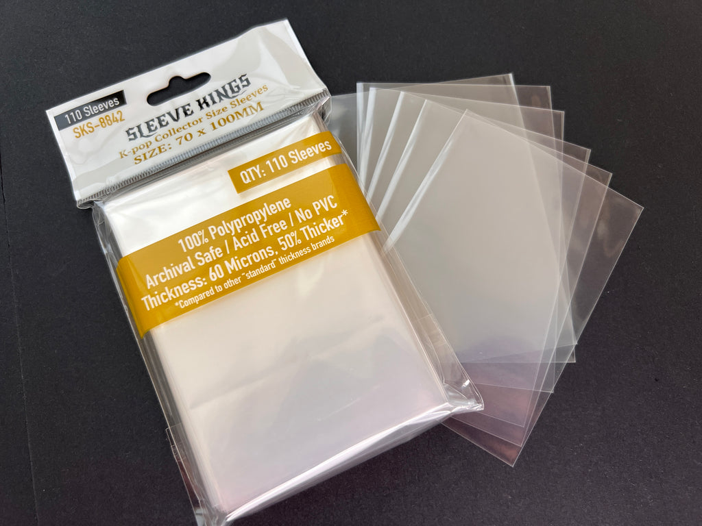 Kpop" Collector Size Card Sleeve (70x100mm) 110 Pack, 60 Micron, SKS- sleevekings Kpop" Collector Size Card Sleeve (70x100mm) 110 Pack, 60 Micron, SKS- sleevekings