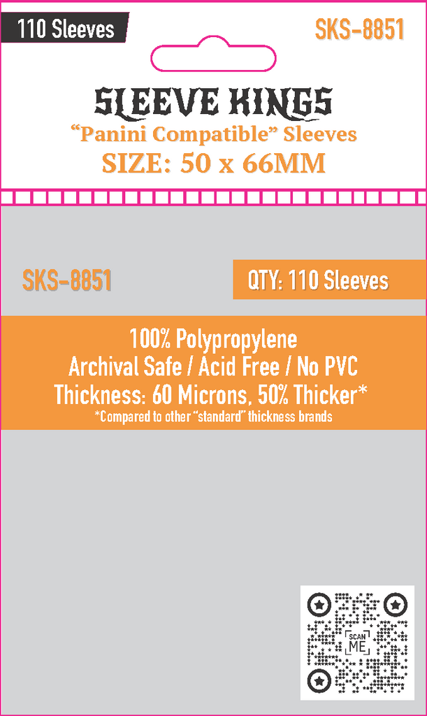 "Panini Compatible" Card Sleeves (50x66mm) 110 Pack, 60 Micron, SKS-8851