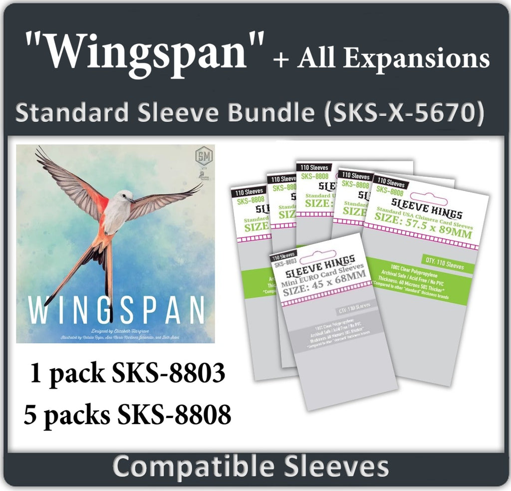 "Wingspan" + Expansions Compatible Sleeve Bundle (8803 x 1, 8808 x 5)