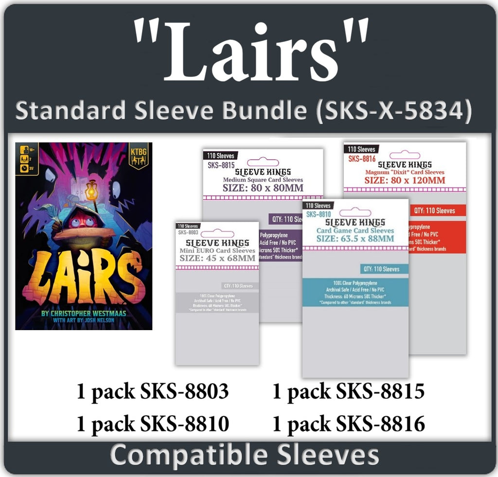 Lairs Kickstarter Edition Compatible Card Sleeve Bundle (8803 x 1, 8810 x 1, 8815 x 1, 8816 x 1)