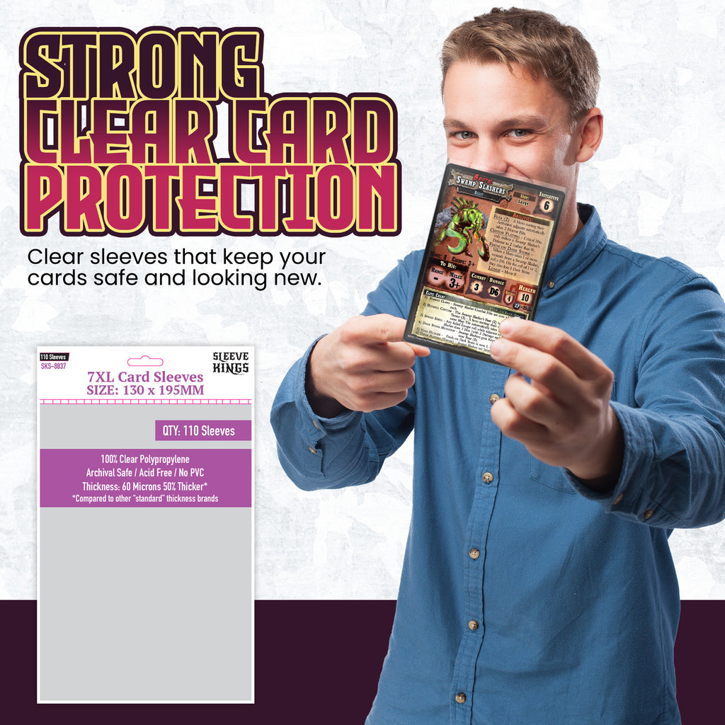 card sleeve covers 7XL Game Card Sleeves (130x195mm) 110 Pack, 60 Micron, SKS-8837 – sleevekings
