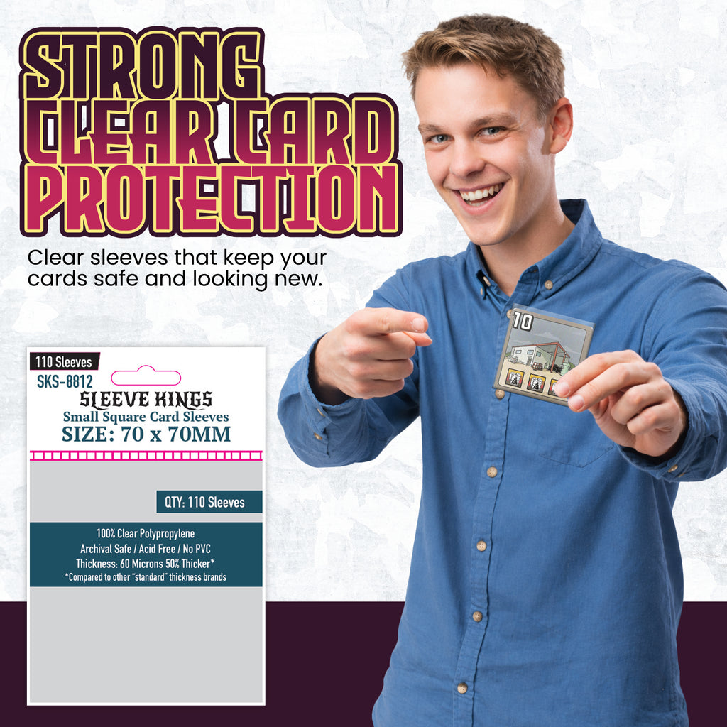 70x70 card sleeves Small Square Game Card Sleeves (70x70mm) 110 Pack, 60 Micron, SKS-8812 – sleevekings
