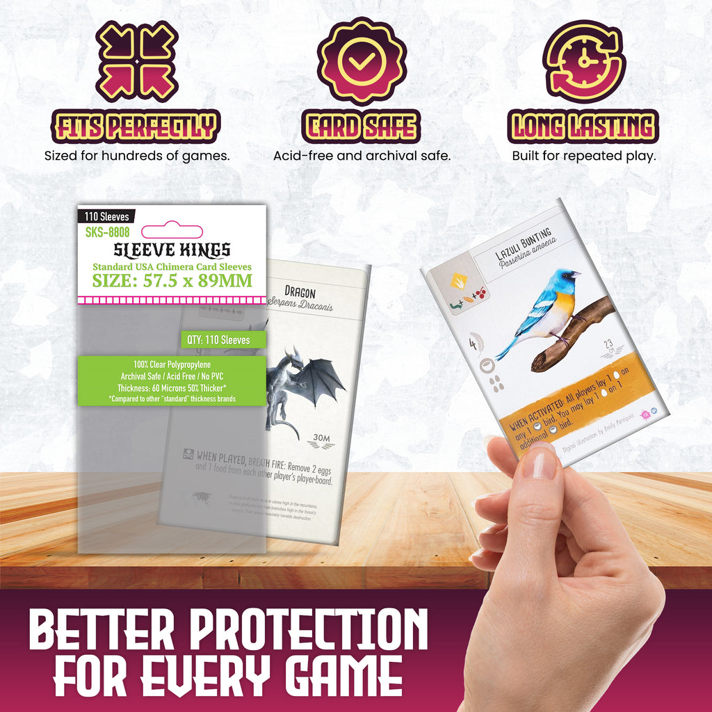 Chimera" Standard USA Card Sleeves (57.5x89mm) 110 Pack, 60 Micron, S sleevekings Chimera" Standard USA Card Sleeves (57.5x89mm) 110 Pack, 60 Micron, S sleevekings