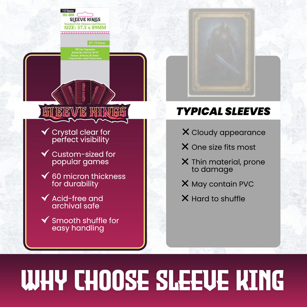 Chimera" Standard USA Card Sleeves (57.5x89mm) 110 Pack, 60 Micron, S sleevekings Chimera" Standard USA Card Sleeves (57.5x89mm) 110 Pack, 60 Micron, S sleevekings