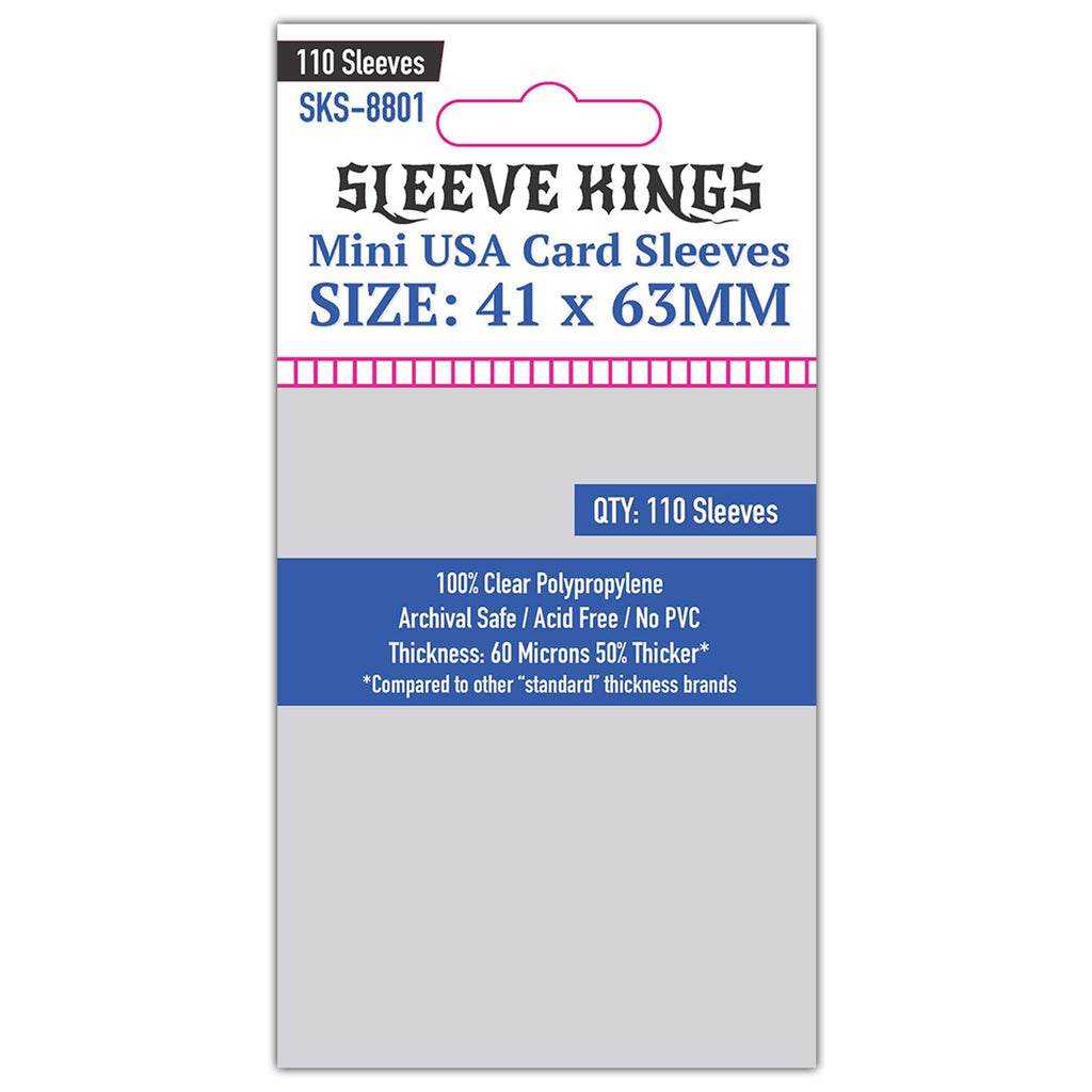 Sleeve Kings Mini USA Card Sleeves (41x63mm) - 110 Pack, -SKS-8801 sleevekings Sleeve Kings Mini USA Card Sleeves (41x63mm) - 110 Pack, -SKS-8801 sleevekings