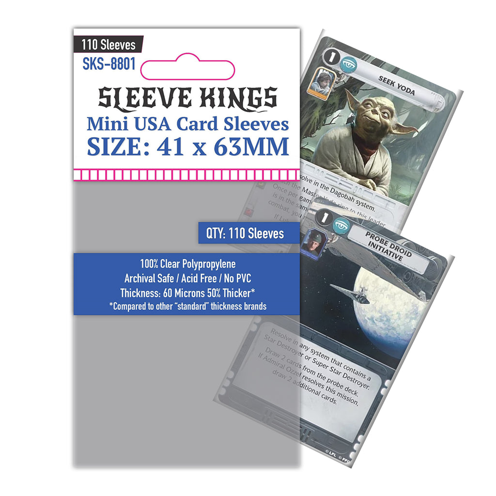 Sleeve Kings Mini USA Card Sleeves (41x63mm) - 110 Pack, -SKS-8801 sleevekings Sleeve Kings Mini USA Card Sleeves (41x63mm) - 110 Pack, -SKS-8801 sleevekings