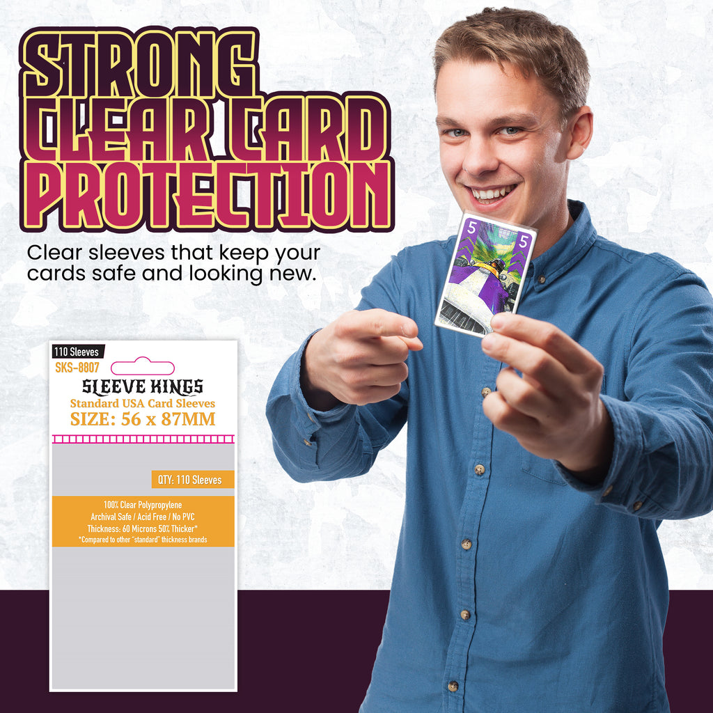 56 x 87mm card sleeves Amazon.com: Sleeve Kings Standard USA Card Sleeves 56 X 87 mm (10x110 Pack,  1100 Sleeves) : Toys & Games main image 0