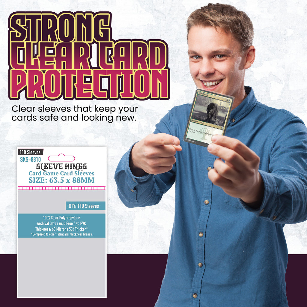 Standard Card Game Card Sleeves (63.5x88mm) 110 Pack, 60 Micron, SKS-8 sleevekings Standard Card Game Card Sleeves (63.5x88mm) 110 Pack, 60 Micron, SKS-8 sleevekings